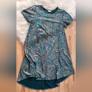 {Lularoe} Carly Swing Dress in Metallic Paisley Print